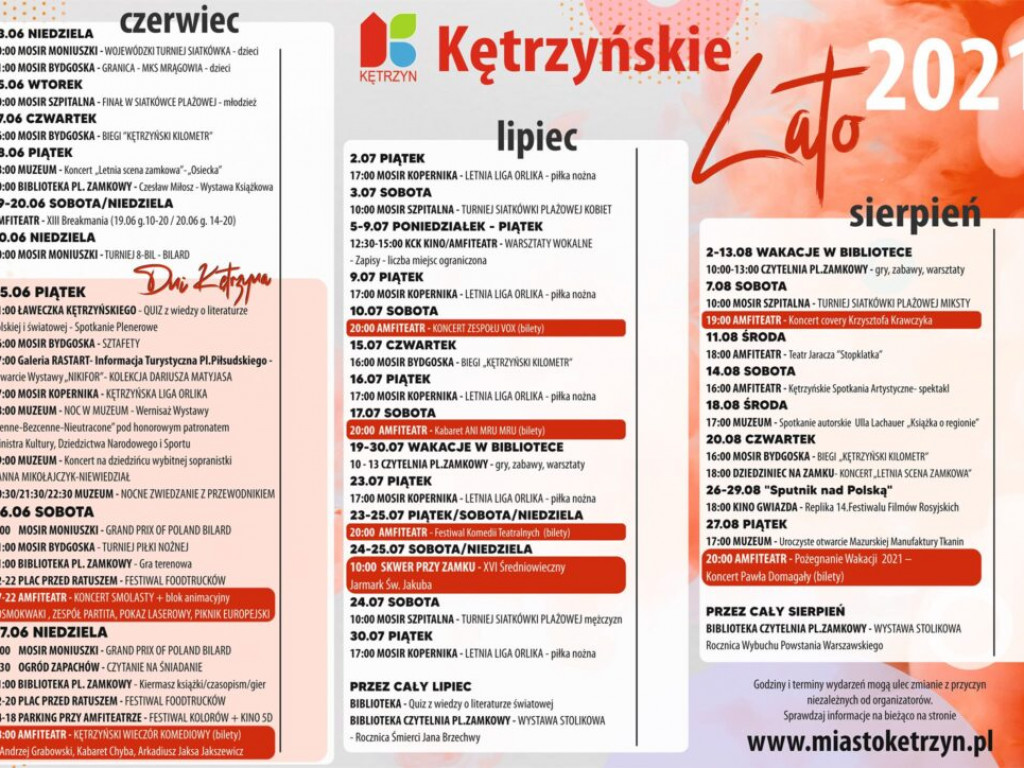 Znamy kalendarz imprez letnich w Kętrzynie
